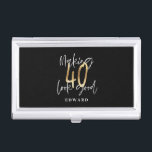 Modern black and gold typography 40th birthday business card case<br><div class="desc">Modern black and gold typography 40th birthday  gift. Part of a elegant stylish collection.</div>