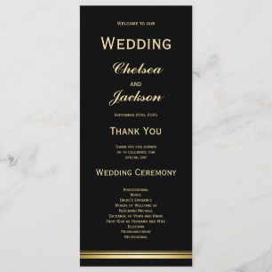 Modern Black and Gold Wedding Program