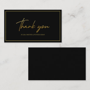 Modern Black and Gold Wedding Thank you Card