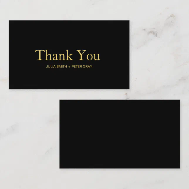 Modern Black and Gold Wedding Thank You Card | Zazzle
