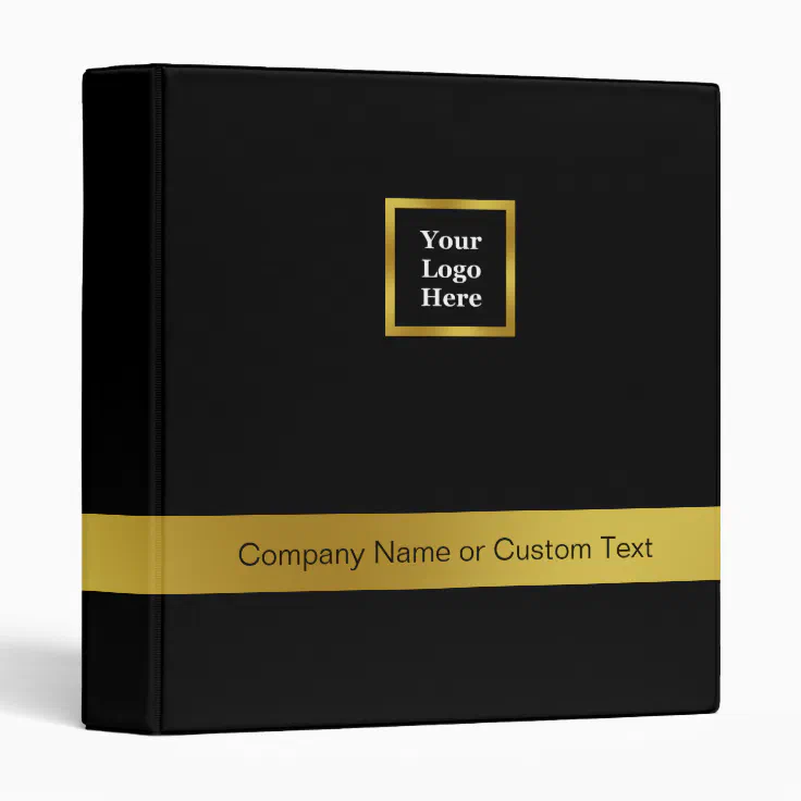 Modern Black and Gold Your Logo Here Text Template 3 Ring ...