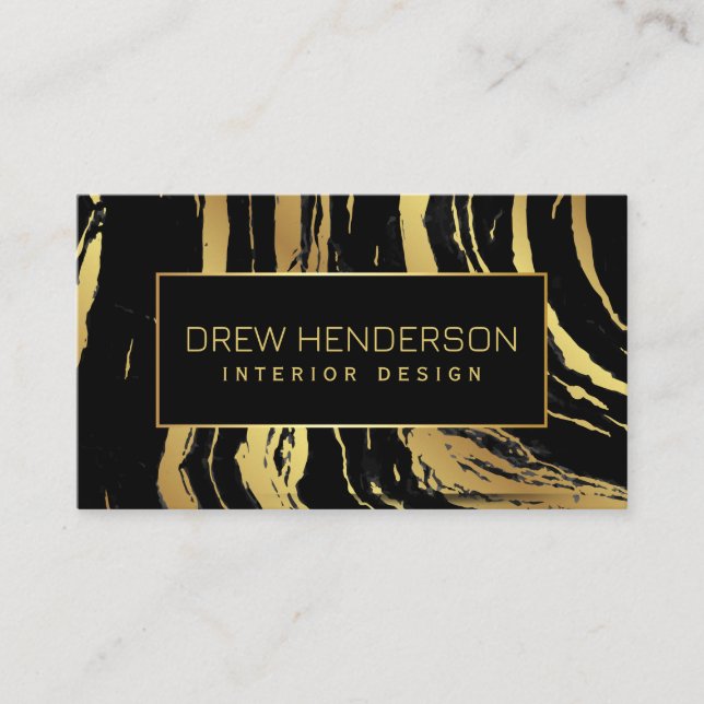 Modern Black and Gold Zebra Stripes  Business Card (Front)