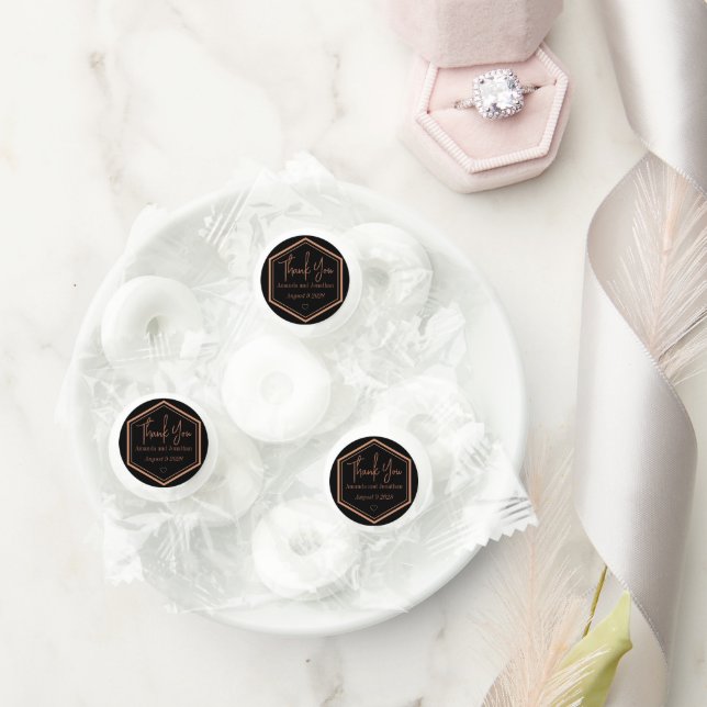 Modern Black and Golden Wedding Mints Favor (Wedding)