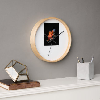 Modern black and goldfish designer wooden wall clo clock