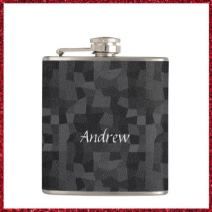 Modern Black and Gray Abstract Geometric Flask