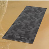 Metallic brushed aluminum geometric design yoga mat