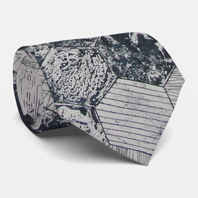Modern Black And Gray Geometric Shapes Neck Tie (Rolled)