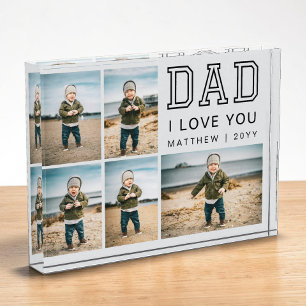 Modern Black and Gray Grid Collage I Love You Dad Photo Block
