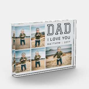 Modern Black and Gray Grid Collage I Love You Dad Photo Block