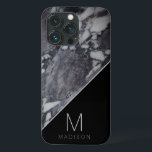 Modern Black and Gray Marble Stone Monogram Name iPhone 13 Pro Case<br><div class="desc">Modern Black and Gray Marble Stone Monogram Name and personalized custom Initial Letter. Makes a modern an stylish gift for family members,  Husband,  Wife,  Friends,  and more. Personalized phone wallet case! 

~ Check my shop to see the entire collection featuring this design!</div>