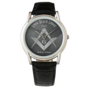Modern Black and Gray Masonic Monogrammed Watch