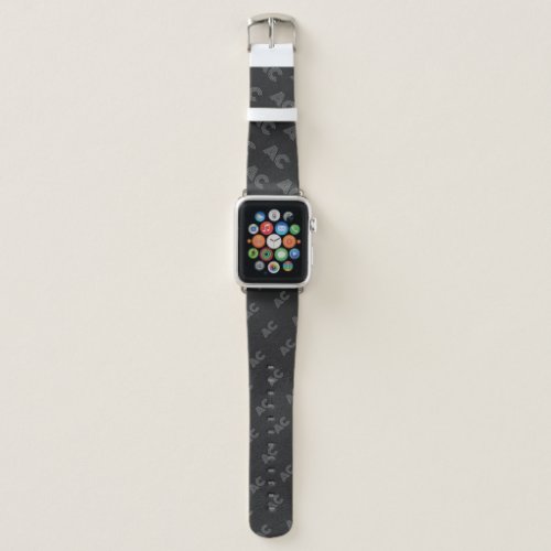 Modern Black and Gray Monogram Apple Watch Band