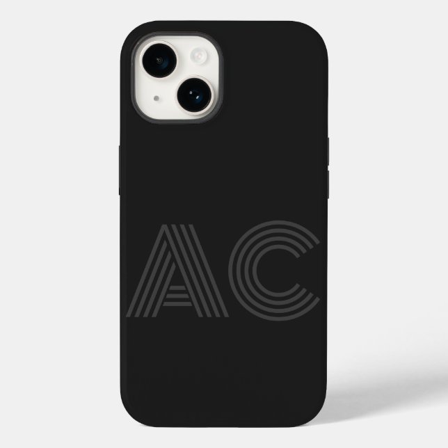 Modern Black and Gray Monogram Case-Mate iPhone Case (Back)