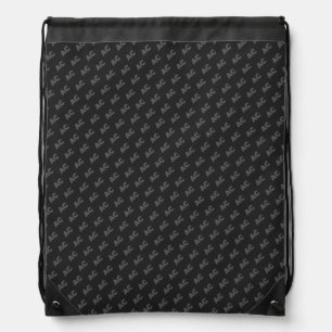 Modern Black and Gray Monogram Drawstring Bag