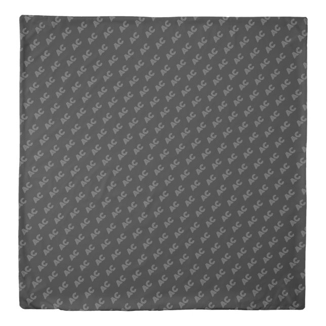 Modern Black and Gray Monogram Duvet Cover (Front)
