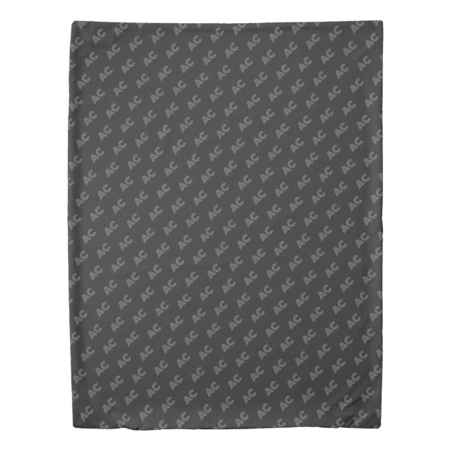 Modern Black and Gray Monogram Duvet Cover (Front)