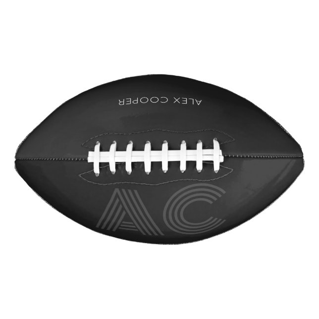 Modern Black and Gray Monogram Football (Front)
