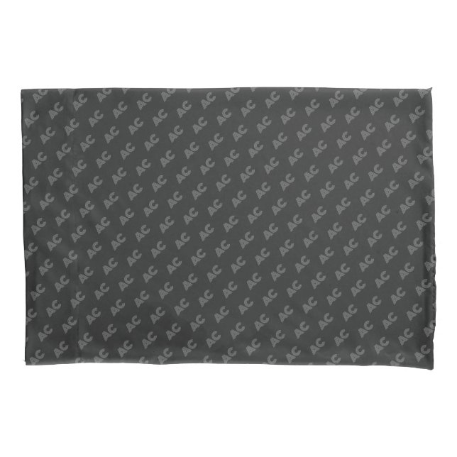 Modern Black and Gray Monogram Pillow Case (Front)