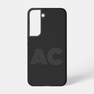 Modern Black and Gray Monogram Samsung Galaxy S22 Case