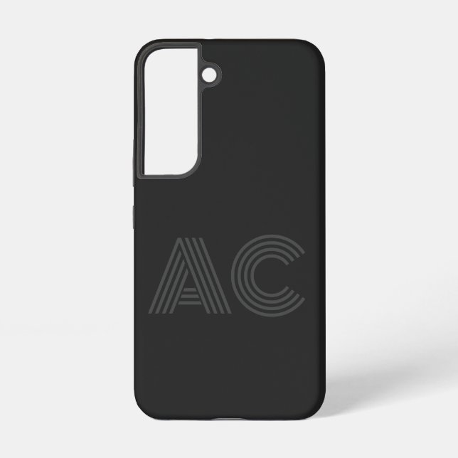 Modern Black and Gray Monogram Samsung Galaxy Case (Back)