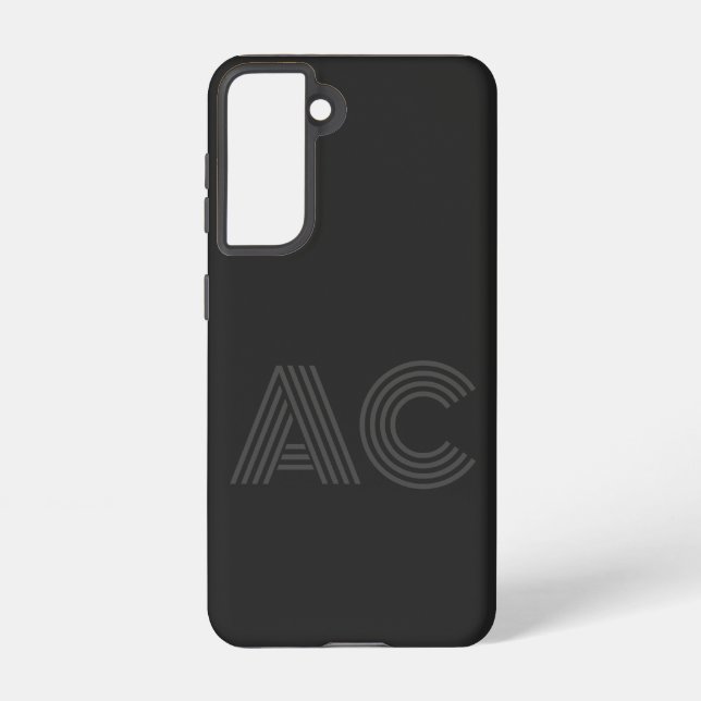 Modern Black and Gray Monogram Samsung Galaxy Case (Back)