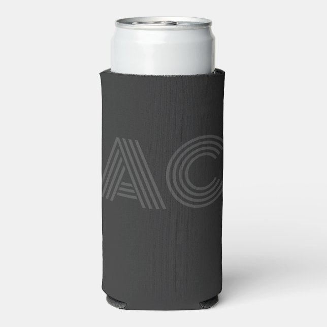 Modern Black and Gray Monogram Seltzer Can Cooler (Seltzer Back)