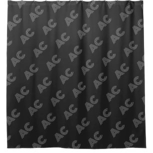 Modern Black and Gray Monogram Shower Curtain