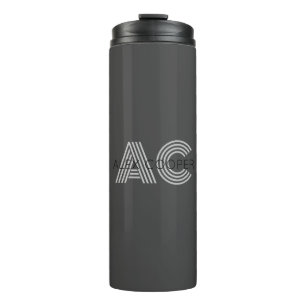 Modern Black and Gray Monogram Thermal Tumbler