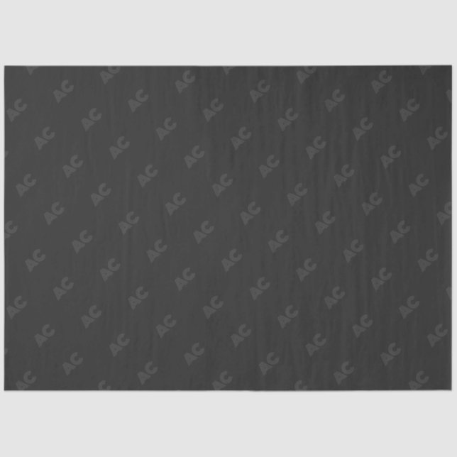 Modern Black and Gray Monogram Tissue Paper (Front)