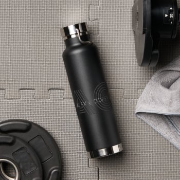 Modern Black And Gray Monogram Water Bottle by freshpaperie at Zazzle