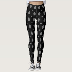 Modern Black and Gray Oval Pattern Leggings