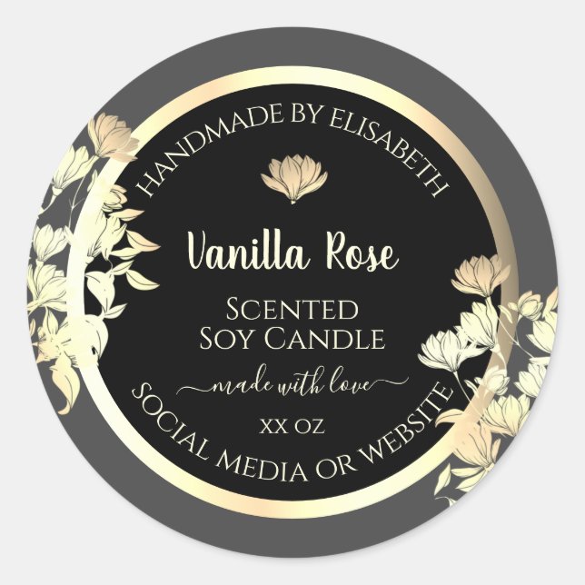 Modern Black and Gray Packaging Labels Gold Frame (Front)