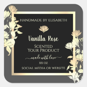 Modern Black and Gray Packaging Labels Gold Frame