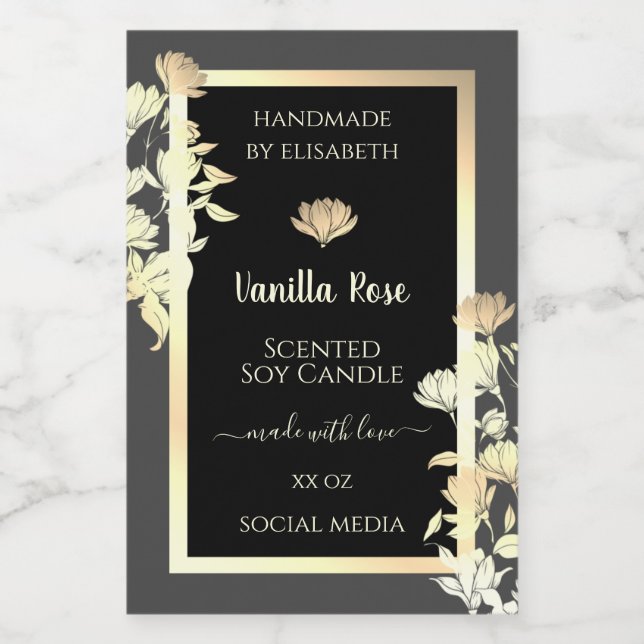 Modern Black and Gray Packaging Labels Gold Frame (Single Label)