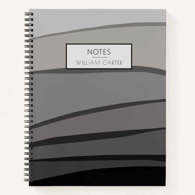 Modern Black and Gray Shades Custom Text Notebook (Front)