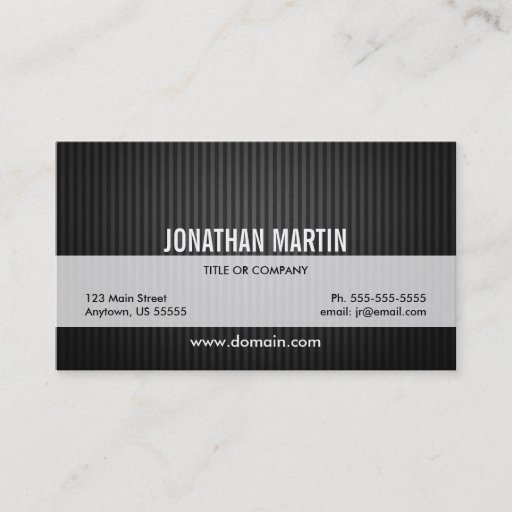 Customizable Gray Pinstripes on Black Business Cards