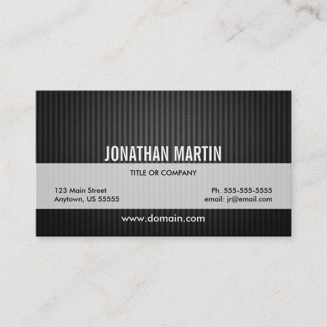 Modern Black and Gray Stripes Business Card (Front)