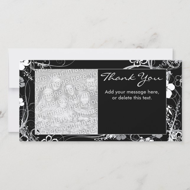 Modern Black and Gray Thank You Photocard (Front)