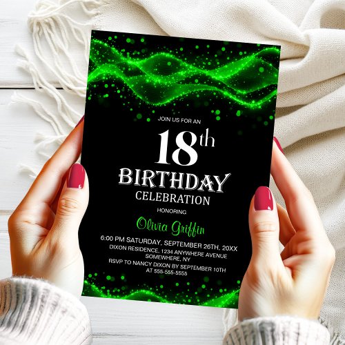 Modern Black and Green 18th Birthday Party