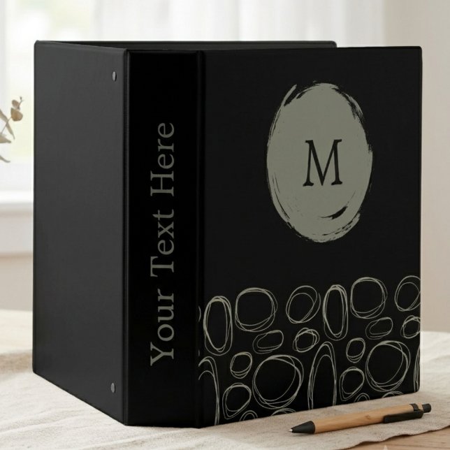 Modern Black and Grey Abstract Circles Binder (A sleek, modern binder with artistic circles, perfect for organizing your workspace in style.)