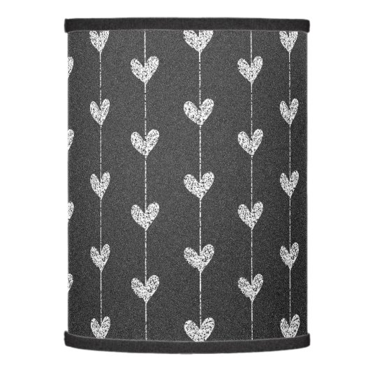 Modern Black and Grey Glitter Hearts Pattern Lamp Shade (Left)
