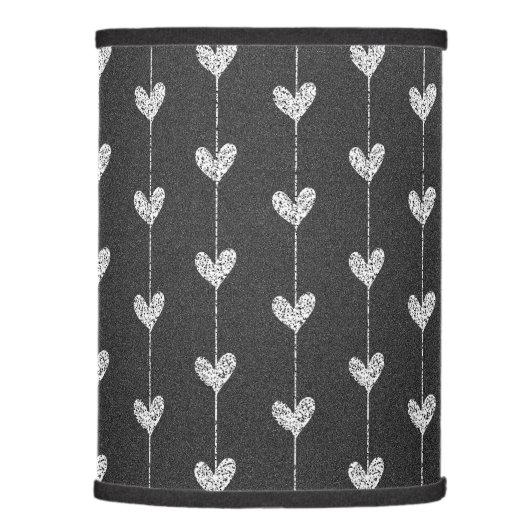 Modern Black and Grey Glitter Hearts Pattern Lamp Shade (Right)