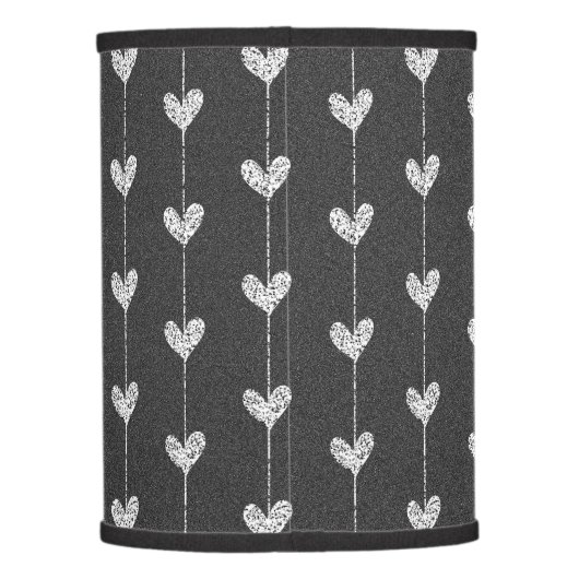 Modern Black and Grey Glitter Hearts Pattern Lamp Shade (Back)
