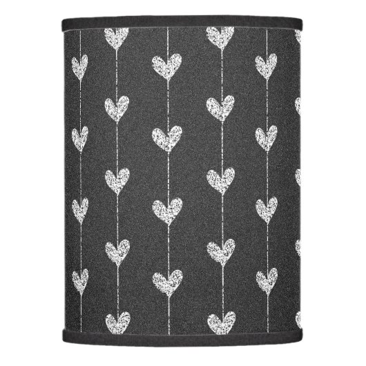 Modern Black and Grey Glitter Hearts Pattern Lamp Shade (Front)