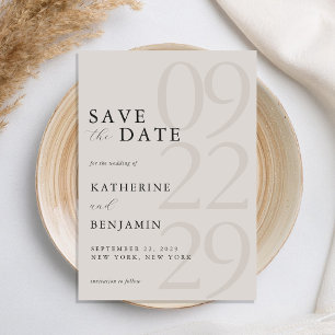 Modern Black and Ivory Minimalist Wedding Save The Date