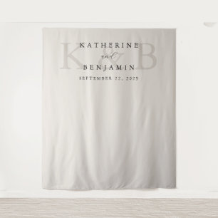 Modern Black and Ivory Monogram Wedding Backdrop