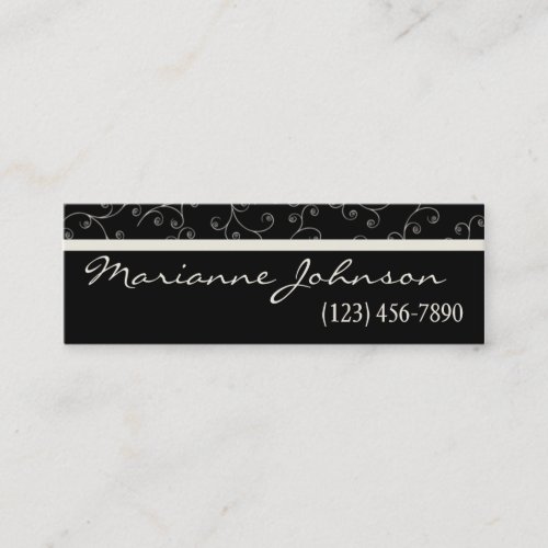 Modern Black And Ivory Swirl Profile Card Business Card