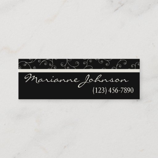 Customizable Modern Black And Ivory Swirl Profile Card Business Card