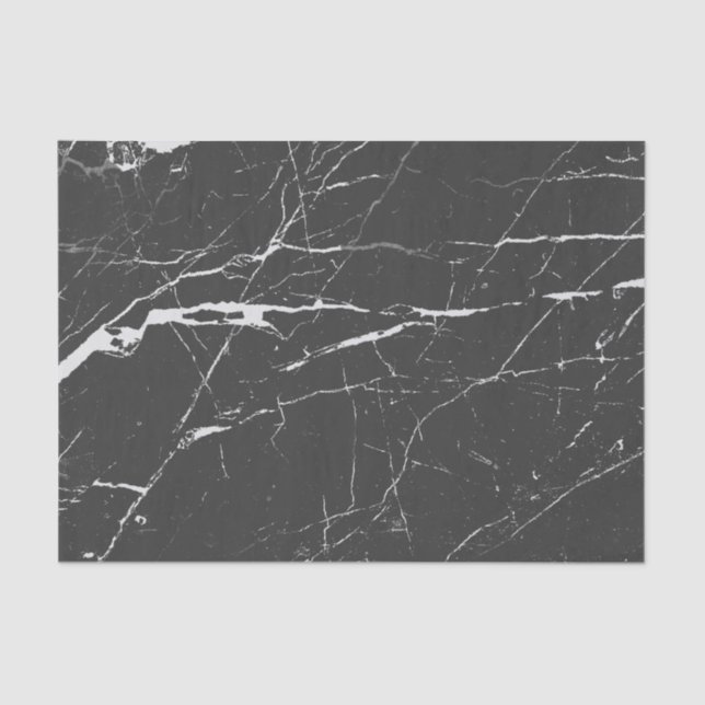 Modern Black And Light Gray Marble Pattern Tissue Paper (Front)