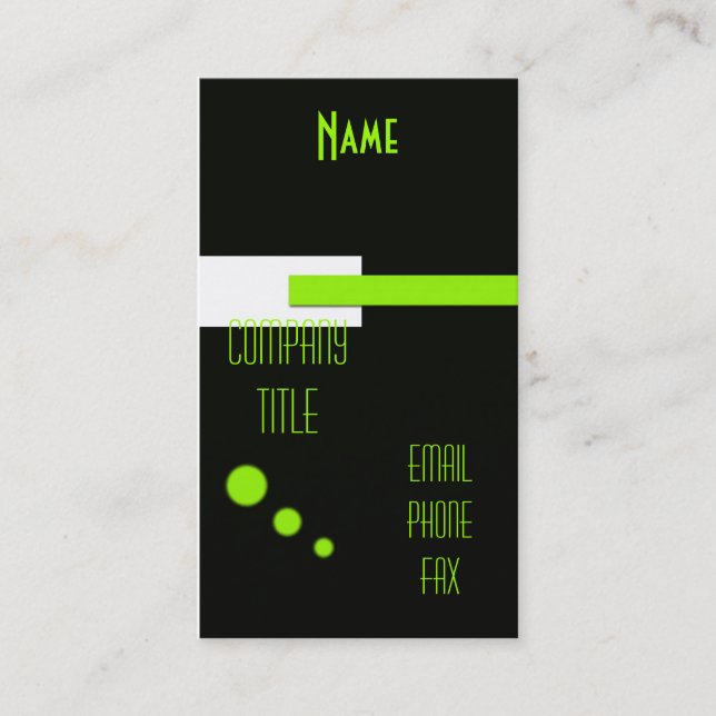 Modern Black and Lime Business Card (Front)